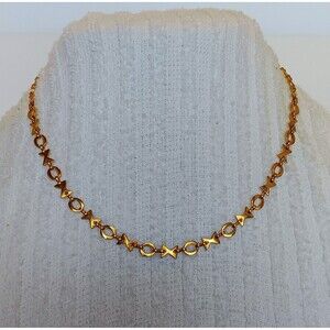 Unique Vintage Goldtone XO Chain Link Necklace 17 in